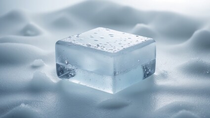 Aufkleber - Solitary ice cube on a pure white background