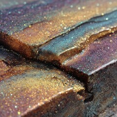 Poster - Shimmering Bricks: An Abstract Close-Up of Textured Surfaces with Golden, Blue, and Purple Sparkles
