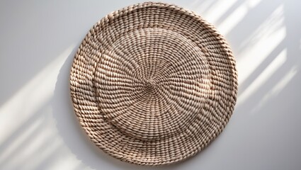 Poster - Texture close-up of handmade woven seat on plain white background