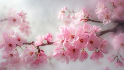 Poster - Delicate cherry blossom petals in springtime with floral details