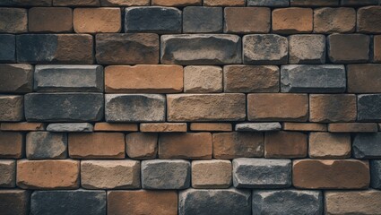 Poster - Ancient castle stone wall texture as a backdrop. Brick in brown hue.