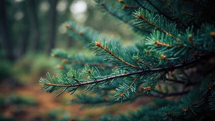 Aufkleber - Up-close photograph of silver, blue spruce, pine, and fir tree branches