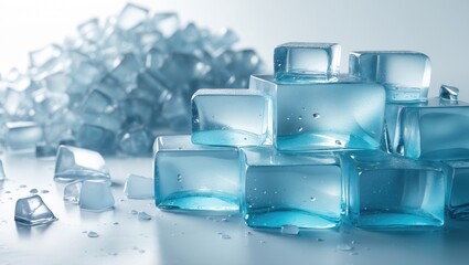 Poster - Stack of crushed ice against a background providing space for writing