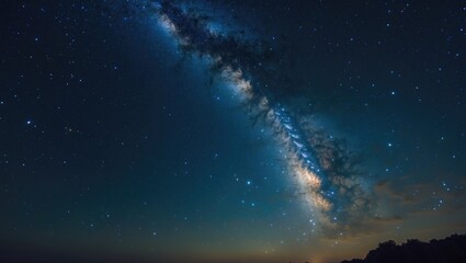 nighttime blue sky featuring stars, galaxy, and cosmic nebula background