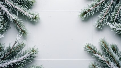 Aufkleber - Twigs of trees frosted with hoarfrost and snow on a white canvas providing space for text