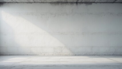 Poster - Old white concrete wall with textured plaster and stone elements, perfect for architectural backgrounds.