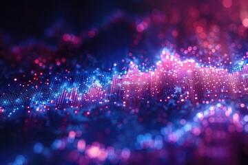 Fototapete - Abstract digital illustration of glowing data points.