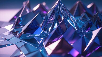 Poster - Ultra macro image of faceted cut crystal glass displaying intricate patterns and sparkle against an elegant, colorful backdrop