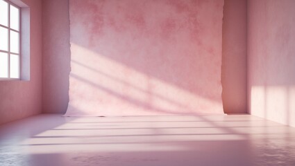 Poster - Studio backdrop with gradient pink background, shadow effects, and floral accents for beauty product presentation.