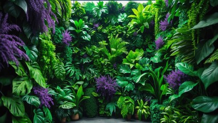 Poster - Vertical greenery with vibrant leaves and natural landscape design