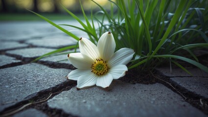 Poster - Floral and tree elements in a park landscape.