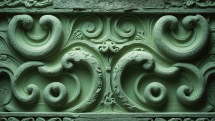 Poster - Decorative vintage relief with abstract carved pattern on an ancient stone surface, textured background.
