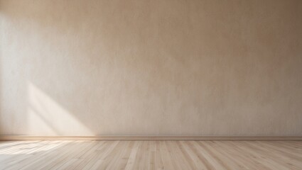 Poster - Modern beige wall background featuring decorative baseboard in a simple home setting