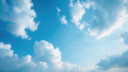 Wall Mural - summer scene featuring a clear blue sky, white clouds, and a scenic view