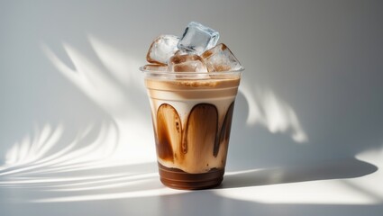 Poster - Chilled caramel coffee beverage in a cup