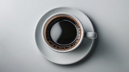 Poster - Espresso in a White Vessel. Bright Background. Shallow Depth of Field.
