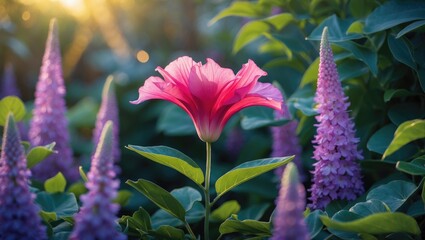 Aufkleber - Vivid purple flowers bloom among the plants