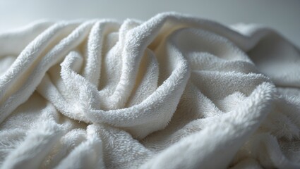 Aufkleber - Comfortable and Soft White Towel Background Featuring Plush Texture for Design