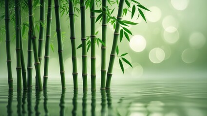 Poster - Bokeh Backdrop Featuring Green Bamboo