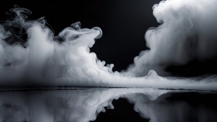 Wall Mural - white smoke abstract art on dark background