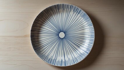 Poster - Ceramic dish resting on wooden table seen from above