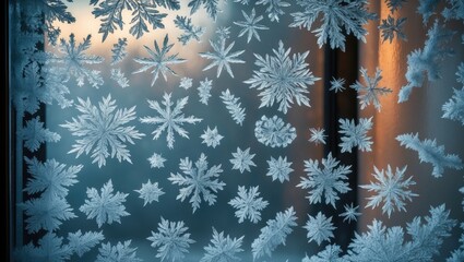 Leinwandbilder - Ornate Ice Forms on Frosted Glass