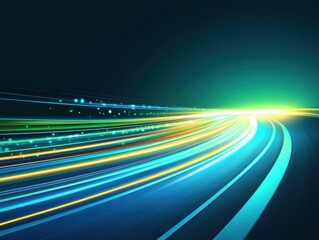 Wall Mural - abstract light streaks showing speed and motion in a futuristic style with a dark background and vib