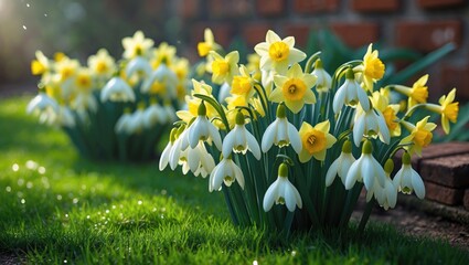 Poster - Flowering perennial Narcissus pseudonarcissus plant