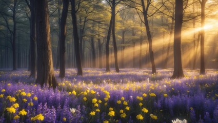 Poster - Rainbow-hued Flower Wilderness