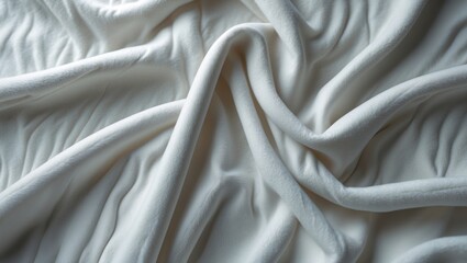 Poster - White fleece fabric with wrinkles and soft texture background, suitable for wallpaper or room decor with space for text