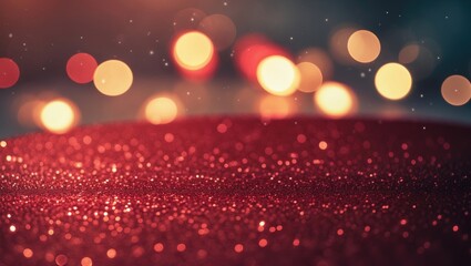 Poster - Background of red glitter vintage lights with a blurred, shiny effect