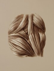 Poster - Detailed Anatomical Muscle Plate Illustration Showcasing Intricate Muscle Strands in Beige Tones for Educational Purposes