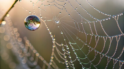 spider web with dew drops