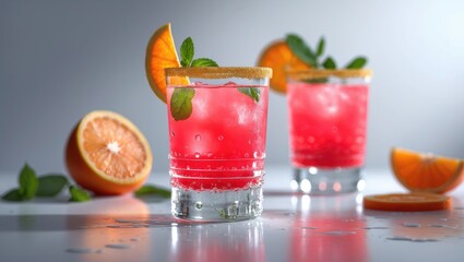 Poster - Close perspective of a gin spritz cocktail with a balance of sweetness, bitterness, and effervescent bubbles