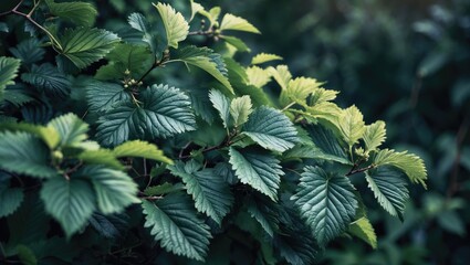 Poster - Fruitful Blackberry Plant with Dense Green Foliage and Branches