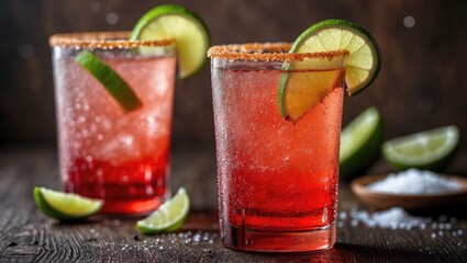 Poster - Michelada with a Salted Rim and Tomato Juice Made at Home