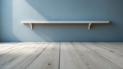 Poster - Soft white wooden shelf backdrop utilized for displaying products