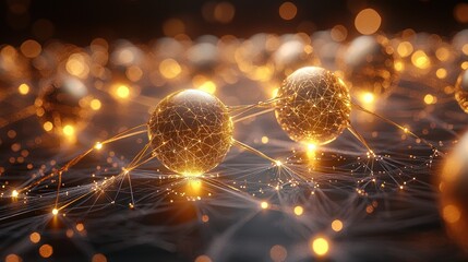 Poster - Illuminated Network Digital Universe of Interconnected Golden Spheres