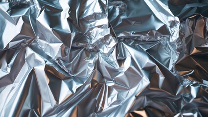 Fototapete - Minimalist Aluminum Foil Design Featuring Bright, Crumpled Texture and Shiny Metallic Surface for Versatile Visuals