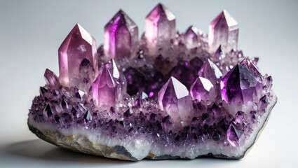 Poster - Macro image of a colorful pink amethyst crystal with intricate geological patterns and gemstone allure