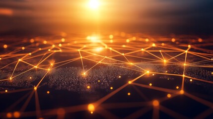 Fototapete - Dynamic digital network visualization abstract concept technology environment futuristic viewpoint modern art