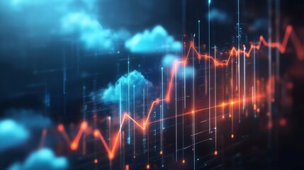 Poster - market trends visualization financial sector data analysis digital environment abstract view economi