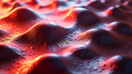 Poster - Abstract Red Surface with Bumpy Texture and Warm Lighting Creates a Unique Visual