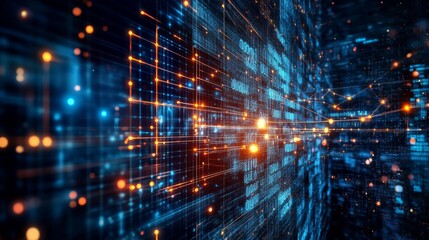Poster - Dynamic data visualization in a digital space abstract digital environment graphic design viewpoint technology concept