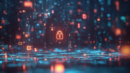 Poster - securing digital spaces cybersecurity strategies virtual world infographic tech environment close-up