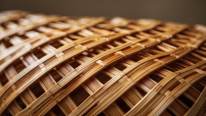 Poster - Zoomed-in image of bamboo weave highlighting an intricate crisscross pattern in natural texture