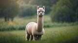 Alpaca as a wildlife mammal in nature, with soft wool and charming appearance