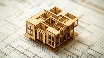 Poster - Architectural model design creative studio 3d structure urban environment top-down view modern conceptualization