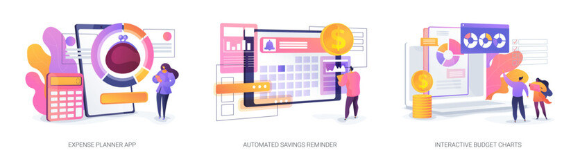 Poster - mobile finance tracking solutions abstract concept vector illustrations.