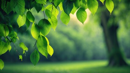 Poster - natural green leaves scenery in the park